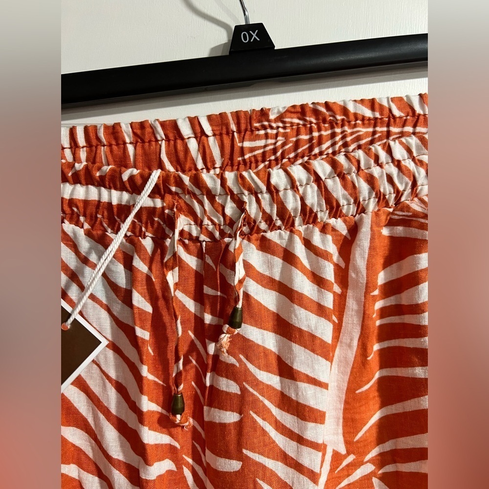 NEW NWT Panama Jack flowy dressy wide leg pants orange white floral L large - Picture 6 of 10